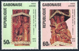Gabon C188-C189,MNH.Michel 611-612. Christmas 1976.Sculptures. - Gabun (1960-...)