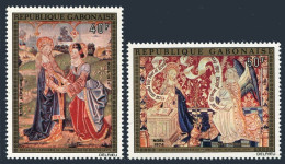 Gabon C157-C158, MNH. Mi 547-548. Christmas 1974. Tapestry.Notre Dame De Beaune. - Gabon (1960-...)
