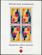 Gabon C54a-C55a Sheets, MNH. Red Cross. Blood Donor,Heard,transfusion Apparatus. - Gabon (1960-...)