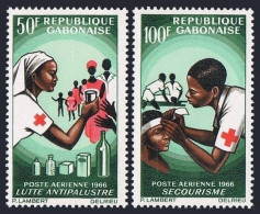 Gabon C41-C42,MNH.Michel 236-237. Red Cross 1966.Anti-Malaria Treatment.1st Aid. - Gabun (1960-...)