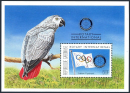 Gabon 821, MNH. Rotary International 1996. Emblem. Olympic Flag, Parrot. - Gabun (1960-...)