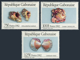 Gabon 519-521,MNH.Michel 836-838. Shells 1982.Phyllonotus Duplex,Chama,Cardium. - Gabun (1960-...)