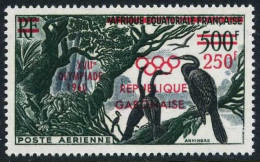 Gabon C3,MNH.Michel 156. Olympics Rome-1960.Birds Anhingas Overprinted. - Gabon