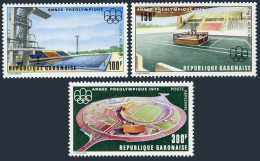 Gabon C166-C168,C168a,MNH.Michel 569-571,Bl.28. Olympics Montreal-1976:Stadiums. - Gabón (1960-...)