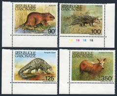 Gabon 581-584,584a,MNH.Mi 930-31,Bl.52.Aulacode,Porcupine,Pangolin,Antelope,1985 - Gabun (1960-...)