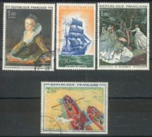 FRANCE - 1972, INTAGLIO WORKS OF ART IN LACE, HISTORIC MARINE, & POLYCHROME STAMPS SET OF 4, USED - Gebraucht
