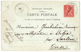 Annulation Plume Et TAD SARTENE Corse En Arrivée Sur CPA Marseille - 1877-1920: Periodo Semi Moderno