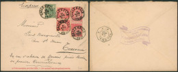 EP Au Type Env. 10ctm Rouge + N°56 Et 58 X3 En Expres De Callenelle (1902) > Tournai / Distillerie De L'espérance - 1893-1900 Thin Beard