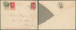 EP Au Type Env. 10ctm Rouge + N°56 Et 58 De Anvers > Lille (nord) - 1893-1900 Fine Barbe