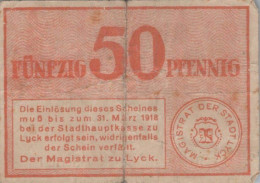 50 PFENNIG 1918 Stadt LYCK East PRUSSLAND UNC DEUTSCHLAND Notgeld Banknote #PH191 - [11] Local Banknote Issues