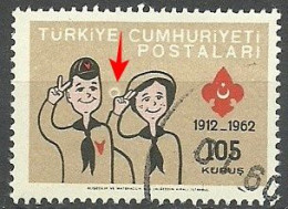 Turkey; 1962 50th Anniv. Of Turkish Scout Movement 105 K. ERROR "Print Stain" - Usados