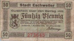 50 PFENNIG 1918 Stadt ESCHWEILER Rhine DEUTSCHLAND Notgeld Banknote #PG460 - [11] Local Banknote Issues