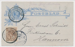 Postblad G. 5 Y / Bijfr. Amsterdam - Hannover Duitsland 1905 - Entiers Postaux