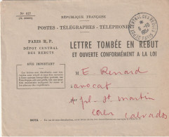 PARIS  DEPOT CENTRAL Des REBUTS. T. à D. / Enveloppe Pour Caen. (TTB) - Manual Postmarks