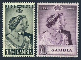 Gambia 146-147, Hinged. Mi 141-142. Silver Wedding, 1948. George VI, Elizabeth. - Gambia (1965-...)