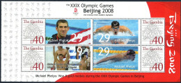 Gambia 2008 Beijing Olimpics Sheet Michael Phelps. - Gambia (1965-...)