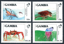 Gambia 538-541, MNH. Michel 544-547. Crab, Turtle, Shrimp, Man-of-War, 1984. - Gambie (1965-...)