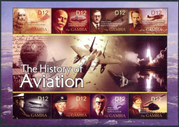 Gambia 2842 Ah Sheet, MNH. History Of Aviation, 2004. Leonardo Da Vinci, Murray, - Gambie (1965-...)
