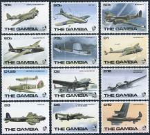 Gambia 971-982, MNH. End Of WW II,45, 1990. RAF WW II Fighter Planes. - Gambie (1965-...)