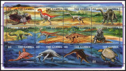 Gambia 1606 Al Sheet,MNH.Michel 2026-2037 ZD-bogen. Dinosaurs 1995.Turtle. - Gambia (1965-...)