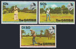 Gambia 332-334, MNH. Michel 310-312. Independence, 11th Ann.1976. Golfing.  - Gambia (1965-...)