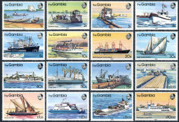Gambia 465-480, MNH. Mi 463-478. Ships 1983. River Boats,Ferry, Freighter,Vessel - Gambia (1965-...)