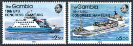 Gambia 523-524, MNH. Michel 529-530. 19th UPU Congress, 1984. Ships Overprinted. - Gambia (1965-...)