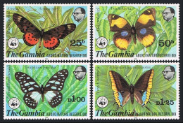 Gambia 404-407,407a, MNH. Mi 402-405, Bl.5. WWF 1980. Abuko Reserve:Butterflies. - Gambia (1965-...)
