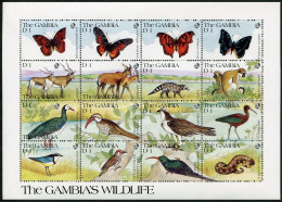 Gambia 1062-1064 Ap,3 Sheets,MNH. Michel 1113-1160. Fauna 1991.Butterfly,Animal, - Gambie (1965-...)