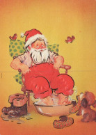 BABBO NATALE CANE Natale Vintage Cartolina CPSM #PAK673.IT - Santa Claus
