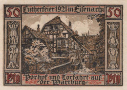 50 PFENNIG 1921 Stadt EISENACH Thuringia UNC DEUTSCHLAND Notgeld Banknote #PB120 - [11] Local Banknote Issues