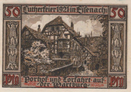 50 PFENNIG 1921 Stadt EISENACH Thuringia UNC DEUTSCHLAND Notgeld Banknote #PB111 - [11] Local Banknote Issues