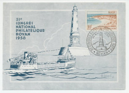 Maximum Card Belgium 1958 Lighthouse - Philatelic Congress - Vuurtorens
