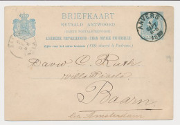 Briefkaart G. 28 A-krt. Antwerpen Belgie - Baarn 1888 - Entiers Postaux