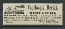 Advertentie 1866 Stoomboot Telegraaf - Cartas & Documentos