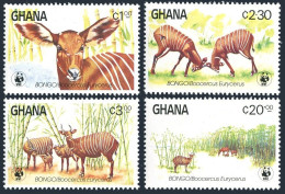 Ghana 927-930, Hinged. Michel 1060-1063. WWF 1984. Endangered Species: Bongo. - Prematasellado