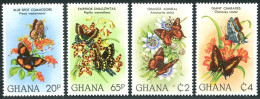 Ghana 789-792,hinged. Mi 928-931. Butterflies,Flowers.Commodore,Swallowtail,1982 - Precancels