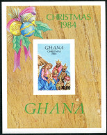 Ghana  957 Imperf Sheet, MNH. Mi Bl.114B. Chrismas 1984. Adoration Of The Magi. - Precancels