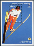 Ghana 1713, MNH.Mi Bl.253. Olympic Committee, Centenary, 1994. Hill Ski Jump. - Voorafgestempeld