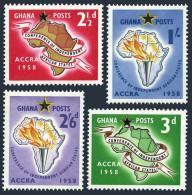 Ghana 21-24, MNH. Mi 24-27. ACCRA Conference Of African States, 1958, Map, Torch - Preobliterati