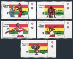 Ghana 1084-1088, 1089, MNH. Mi 1231-1235, Bl.134. Olympics Seoul-1988. Winners. - VorausGebrauchte