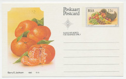 Postal Stationery Republic Of South Africa 1982 Tangerine - Fruits