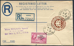 Ghana 8 On Registered Letter. GHANA INDEPENDENCE 6th MARCH 1957.Manganese Mine. - Prematasellado