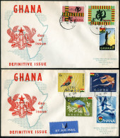Ghana 48-60,C1-C2,four FDC. 1959.Cocoa,Diamond,Bishop,Lily,Orchid,Cranes, - Prematasellado
