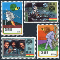 Ghana 386-389,389a Imperf, MNH. Michel 397-400, Bl.39B. Man's Moon Landing. 1970 - Preobliterati