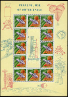 Ghana 305-307sheets,MNH-yellowish.Mi 310-312. Peaceful Use Of Outer Space,1967. - VorausGebrauchte