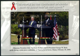 Ghana 2656 Ab Sheet,MNH. Visit Of President George W. Bush To Ghana,2008. - Voorafgestempeld