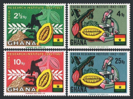 Ghana 323-326,326a Sheet,MNH.Mi 334-337. Cocoa Production,1968.Beans.Microscope. - VorausGebrauchte