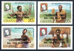 Ghana 714-717, MNH. Michel 826-829. Sir Rowland Hill, Overprinted LONDON-1980. - VorausGebrauchte