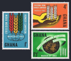 Ghana 132-134, Hinged. Michel 138-140. FAO 1963. Freedom From Hunger Campaign. - Prematasellado